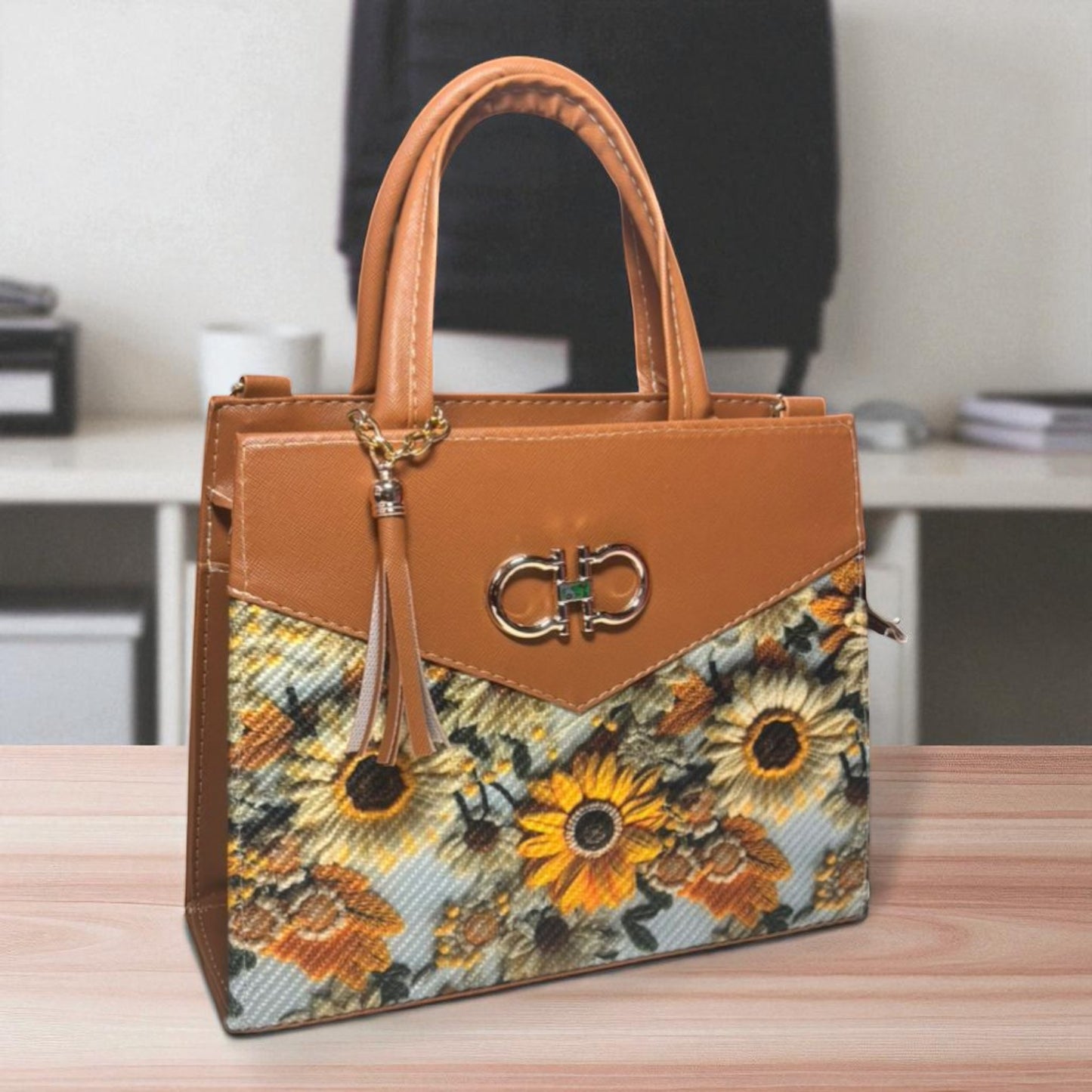 Bolsa AMERICA Mediana Azul con Diseño Floral Artesanal | Elegante y Colorida | Moda Dama Casual y Formal