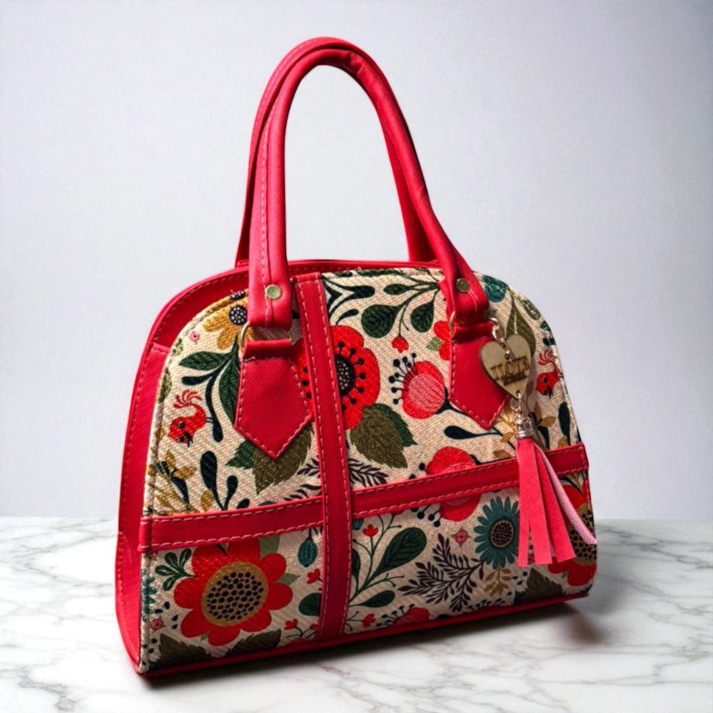 Bolsa GRACIELA Mediana Artesanal Blanca y Negra con Diseño Floral Geométrico | Elegante y Moderna | Moda Dama Casual y Oficina