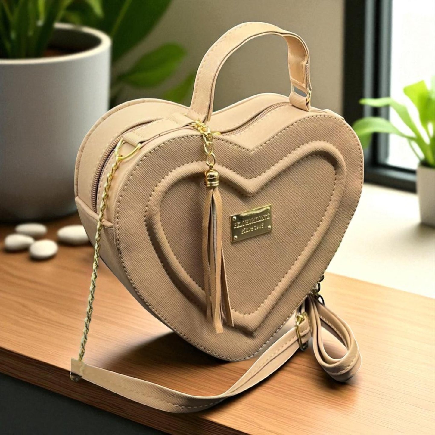 Bolsa de dama ANGELA corazón pastel elegante juvenil con correa larga moderna