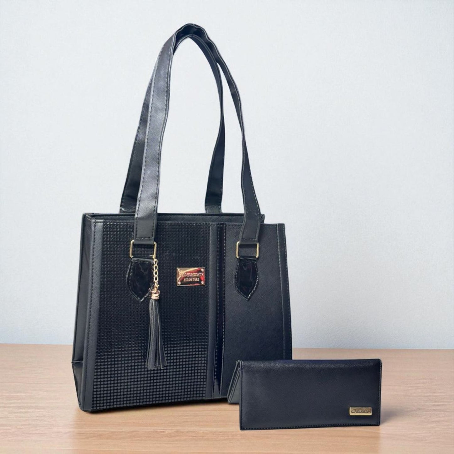 Bolsa de dama PERLA elegante roja y negra, bolso moderno resistente para revender