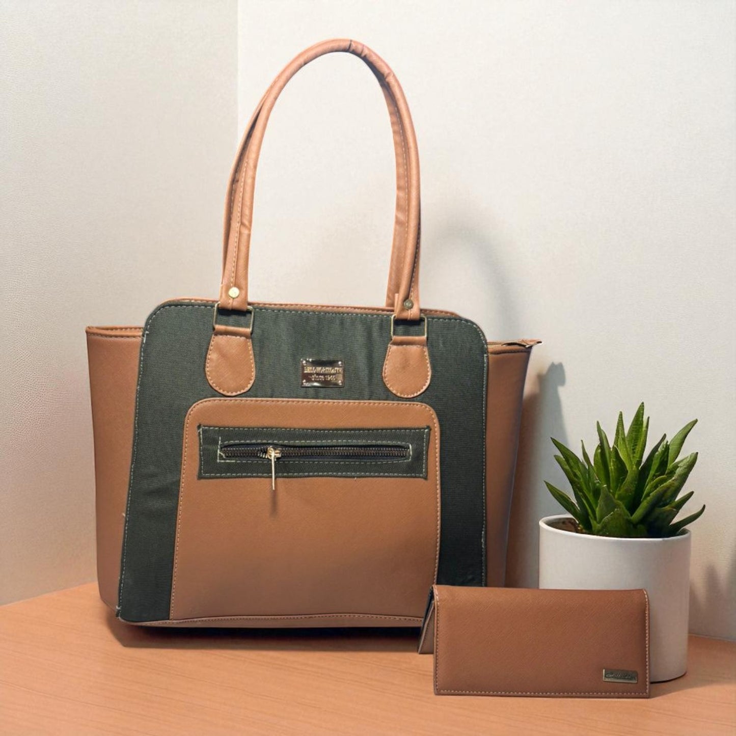 Bolsa de dama VERONICA beige elegante con cierre, amplia resistente moderna ideal regalo