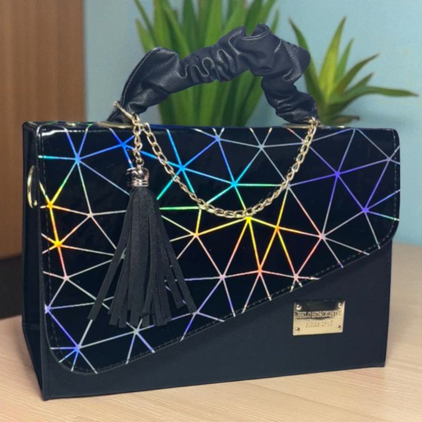 Bolsa de dama CASSANDRA pastel multicolor elegante con asa fruncida y tassel moderno