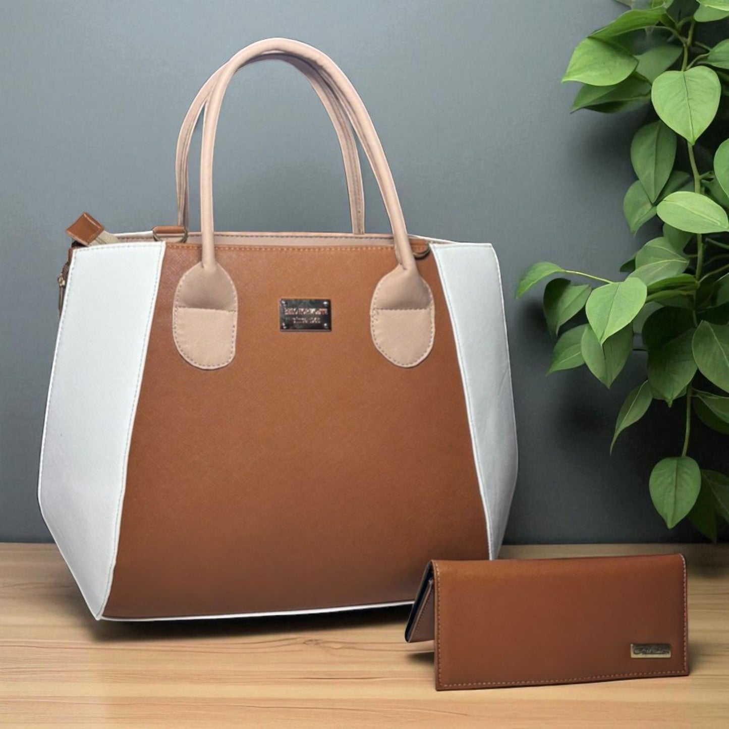 Bolsa de dama LILA elegante beige con negro, grande, moderna, resistente, ideal regalo