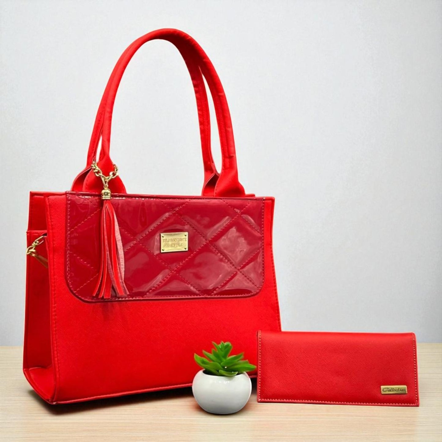 Bolsa ROSA de mano elegante coral con cartera, ideal mujer moderna y revendedoras