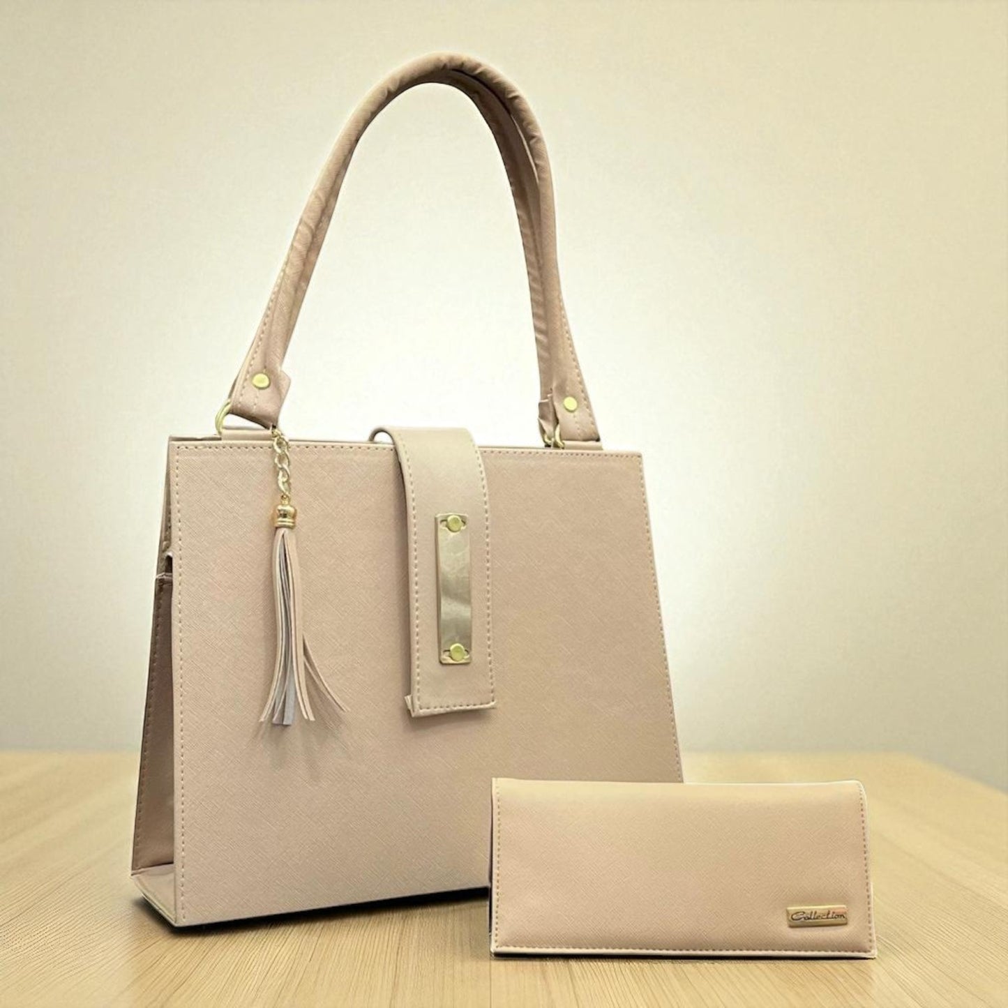 Bolsa de dama Loren elegante moderna grande beige sintética alta calidad exclusiva