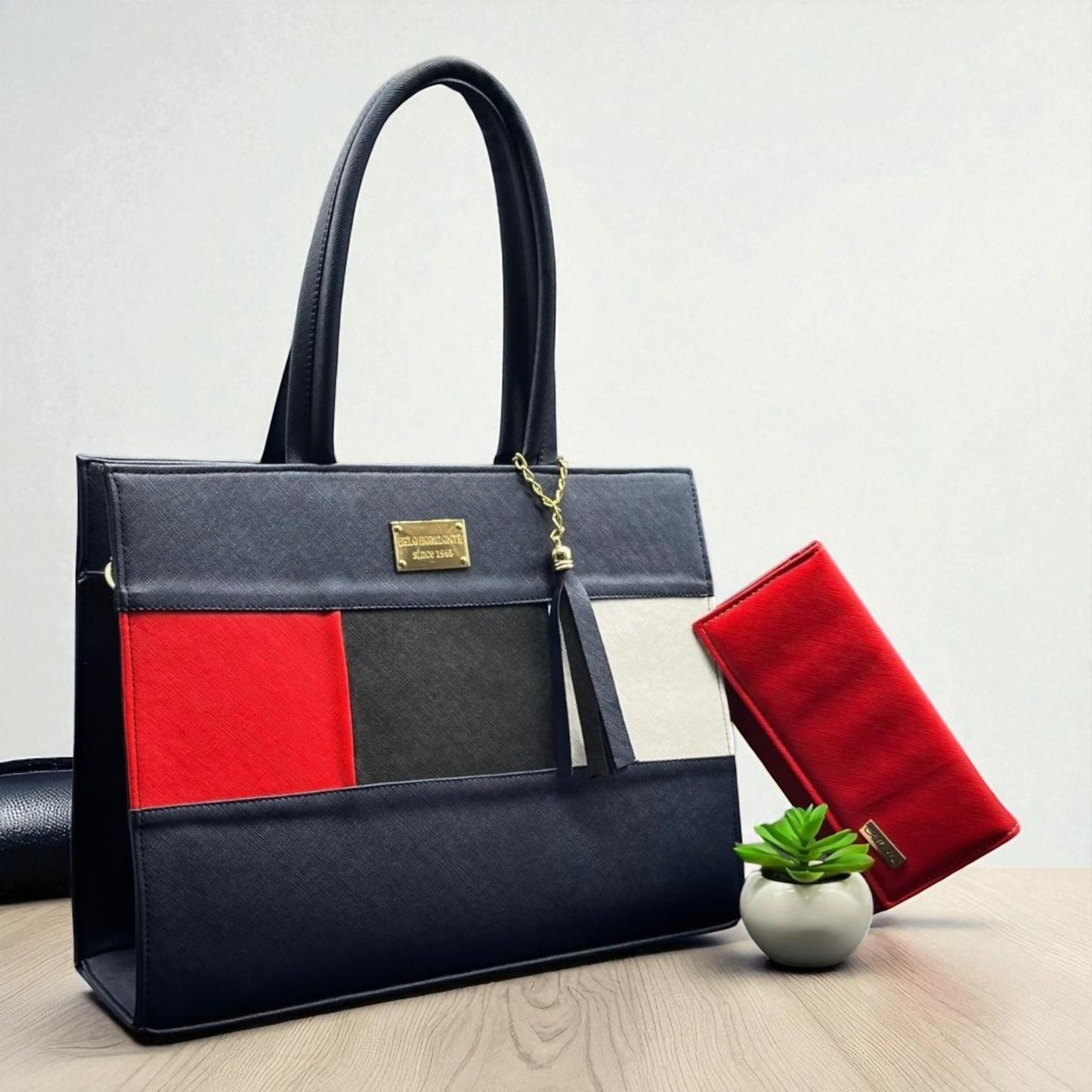 Bolsa de dama Karina elegante moderna grande roja sintética alta calidad duradera