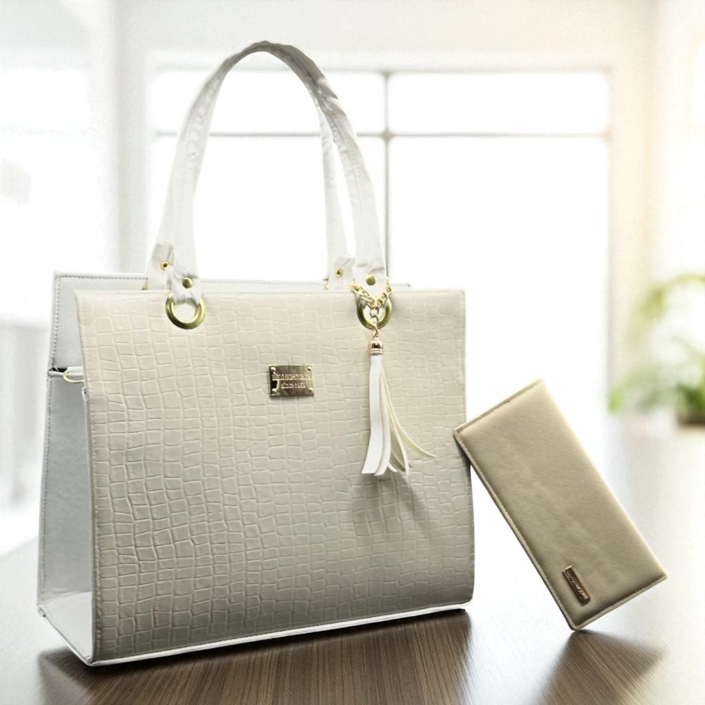 Bolsa de dama Vale croco beige elegante sintética alta calidad duradera