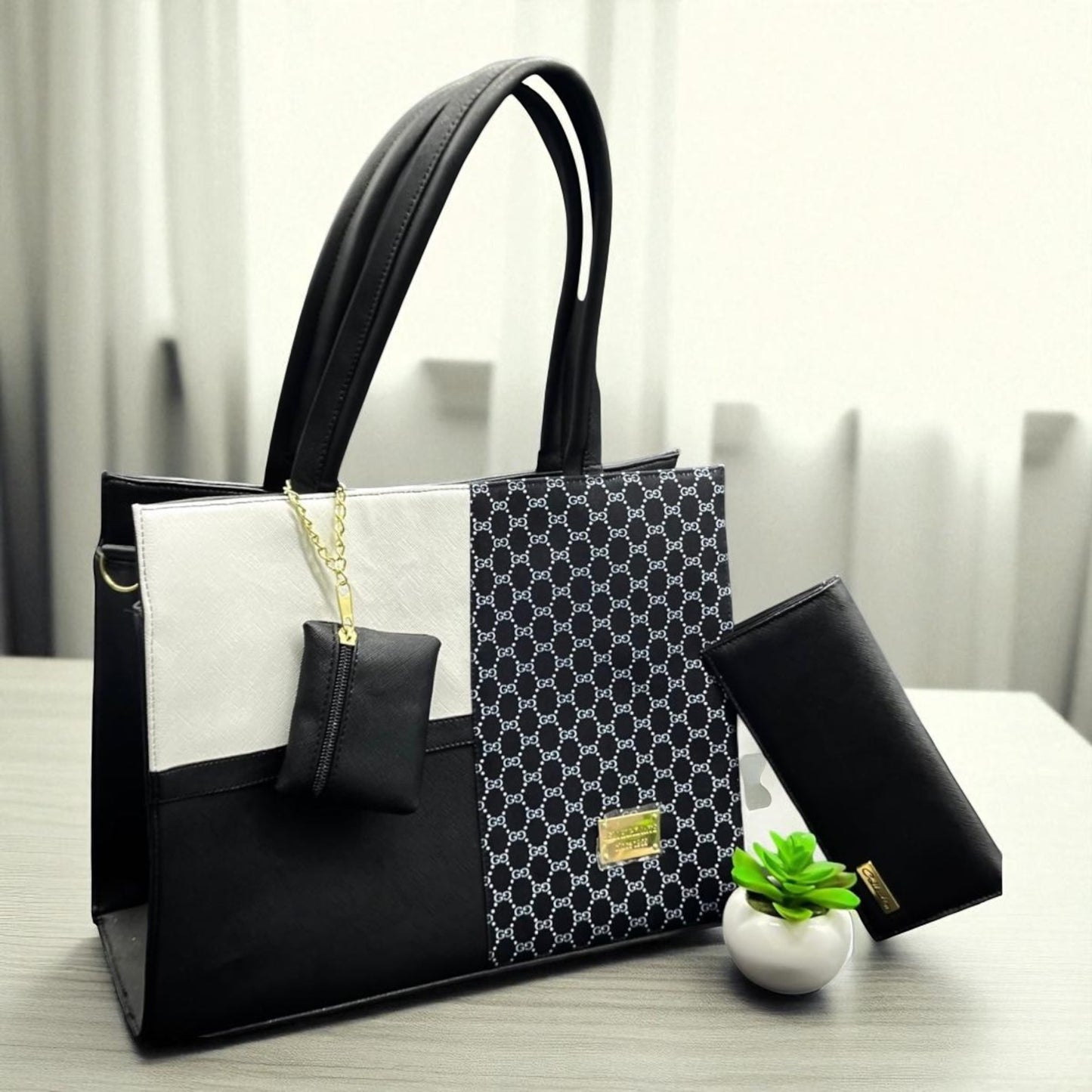 Bolsa de dama Lorena elegante moderna grande beige sintética alta calidad duradera