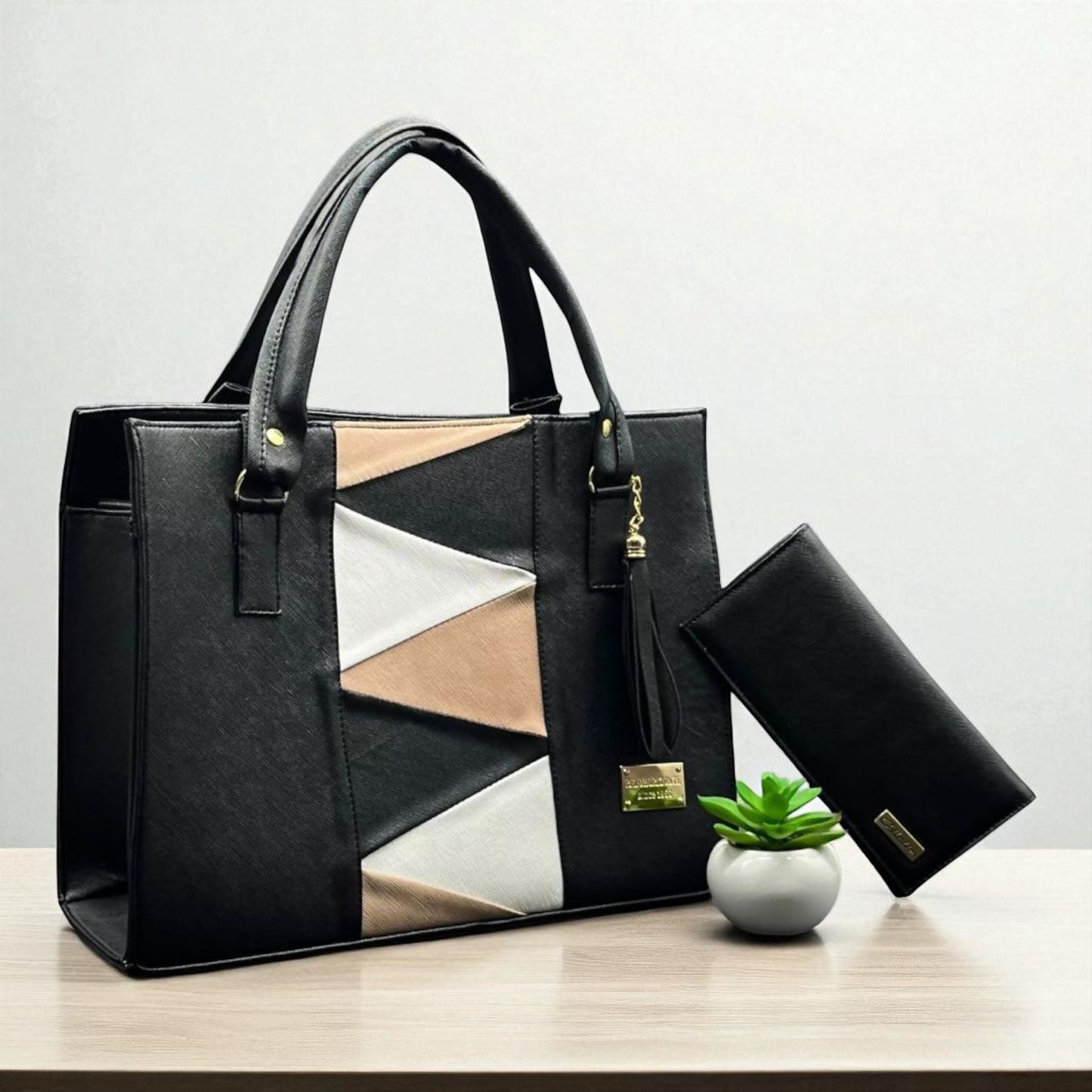 Bolsa Azteca Sintética de Alta Calidad con Diseño Geométrico Moderno Elegante