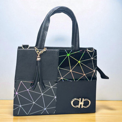 Bolsa AGNES Mediana Negra con Animal Print Vaca | Moda Dama Elegante y Casual | Ideal Oficina y Uso Diario