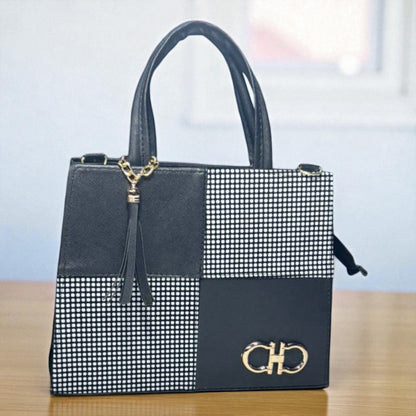 Bolsa AGNES Mediana Negra con Animal Print Vaca | Moda Dama Elegante y Casual | Ideal Oficina y Uso Diario