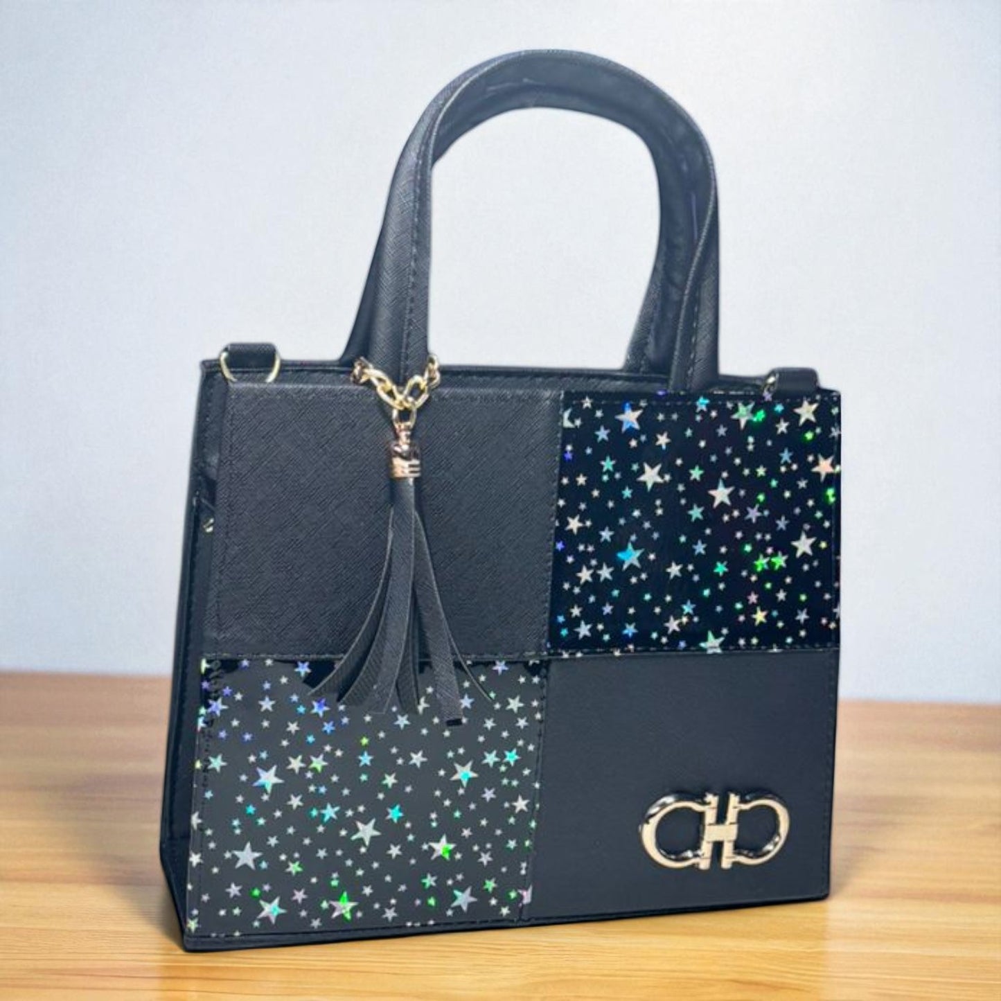 Bolsa AGNES Mediana Negra con Animal Print Vaca | Moda Dama Elegante y Casual | Ideal Oficina y Uso Diario