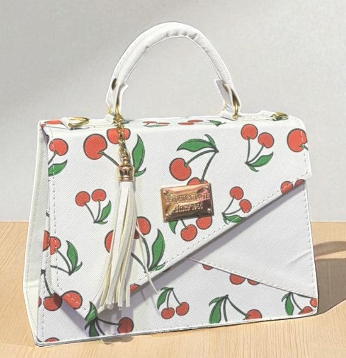 Bolsa ALBA crossbody cerezas diseño moderno rojo blanco, moda juvenil tendencia 2025