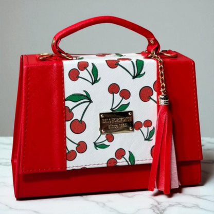Bolsa ALBA crossbody cerezas diseño moderno rojo blanco, moda juvenil tendencia 2025