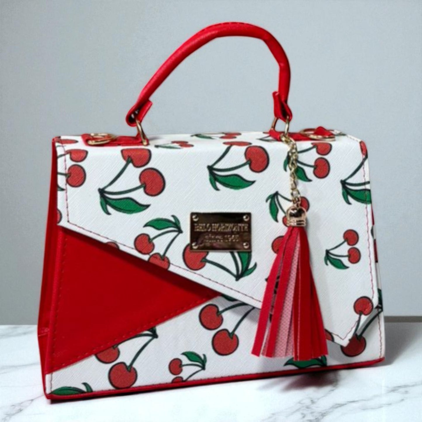 Bolsa ALBA crossbody cerezas diseño moderno rojo blanco, moda juvenil tendencia 2025