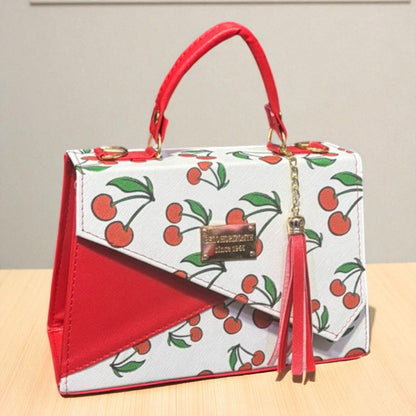 Bolsa ALBA crossbody cerezas diseño moderno rojo blanco, moda juvenil tendencia 2025