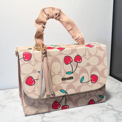 Bolsa ALEIDA  crossbody cerezas estilo juvenil, sintética alta calidad, ideal para revender