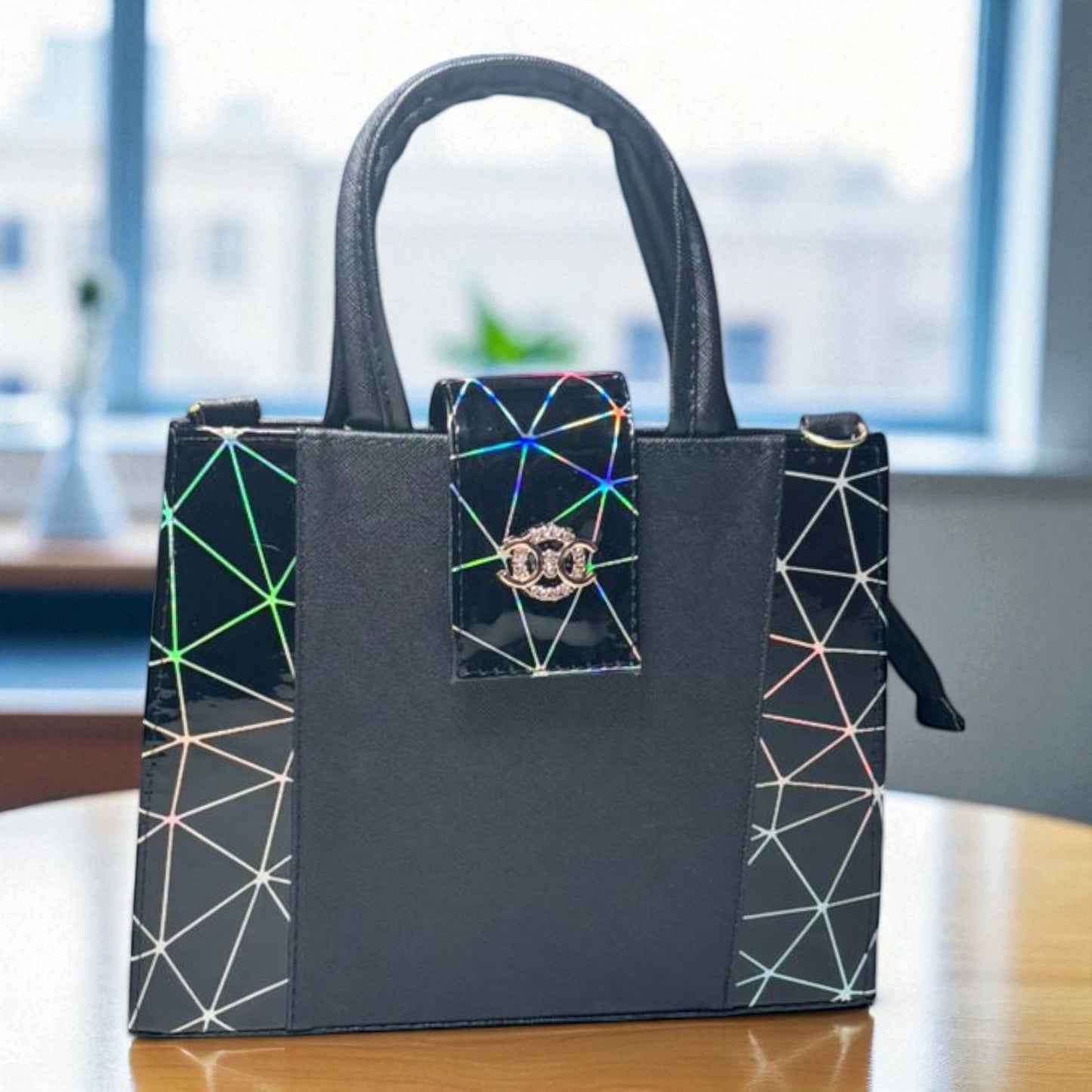 Bolsa ALMA Mediana Negra con Animal Print Vaca | Elegante y Moderna | Moda Dama Casual y Formal