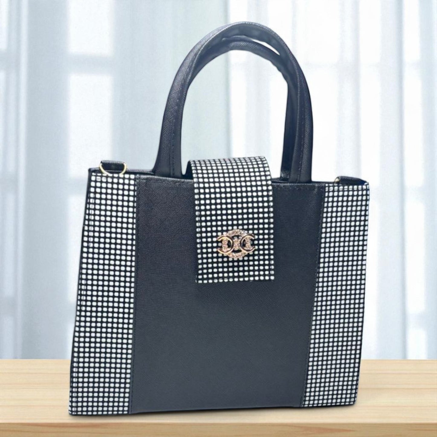 Bolsa ALMA Mediana Negra con Animal Print Vaca | Elegante y Moderna | Moda Dama Casual y Formal