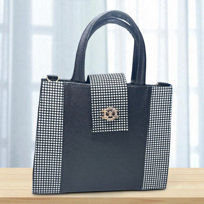 Bolsa ALMA Mediana Negra con Animal Print Vaca | Elegante y Moderna | Moda Dama Casual y Formal