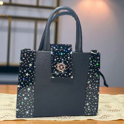 Bolsa ALMA Mediana Negra con Animal Print Vaca | Elegante y Moderna | Moda Dama Casual y Formal