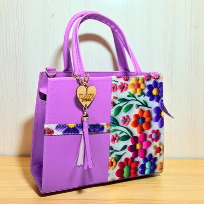 Bolsa AMALIA Mediana Negra con Diseño Floral Artesanal | Elegante y Colorida | Moda Dama Casual y Formal