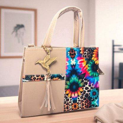 Bolsa AMALIA Mediana Negra con Diseño Floral Artesanal | Elegante y Colorida | Moda Dama Casual y Formal