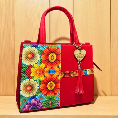 Bolsa AMALIA Mediana Negra con Diseño Floral Artesanal | Elegante y Colorida | Moda Dama Casual y Formal