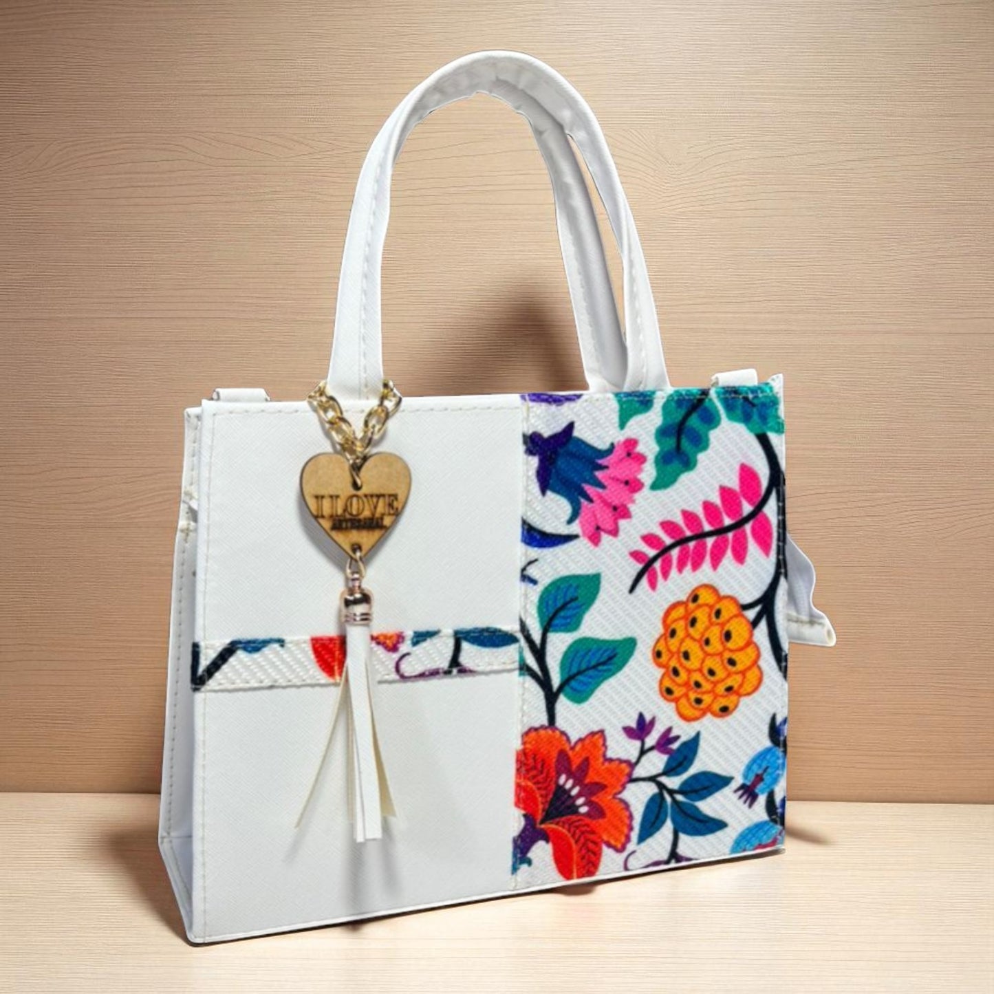 Bolsa AMALIA Mediana Negra con Diseño Floral Artesanal | Elegante y Colorida | Moda Dama Casual y Formal