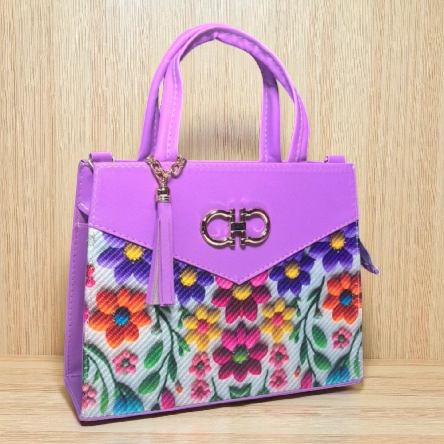 Bolsa AMERICA Mediana Azul con Diseño Floral Artesanal | Elegante y Colorida | Moda Dama Casual y Formal