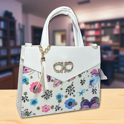 Bolsa AMERICA Mediana Azul con Diseño Floral Artesanal | Elegante y Colorida | Moda Dama Casual y Formal