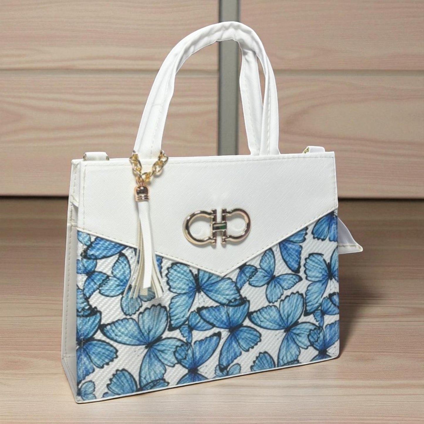 Bolsa AMERICA Mediana Azul con Diseño Floral Artesanal | Elegante y Colorida | Moda Dama Casual y Formal