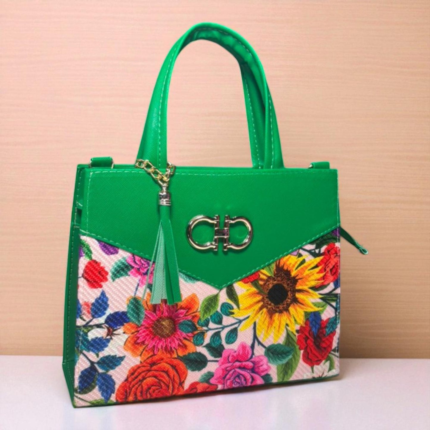 Bolsa AMERICA Mediana Azul con Diseño Floral Artesanal | Elegante y Colorida | Moda Dama Casual y Formal