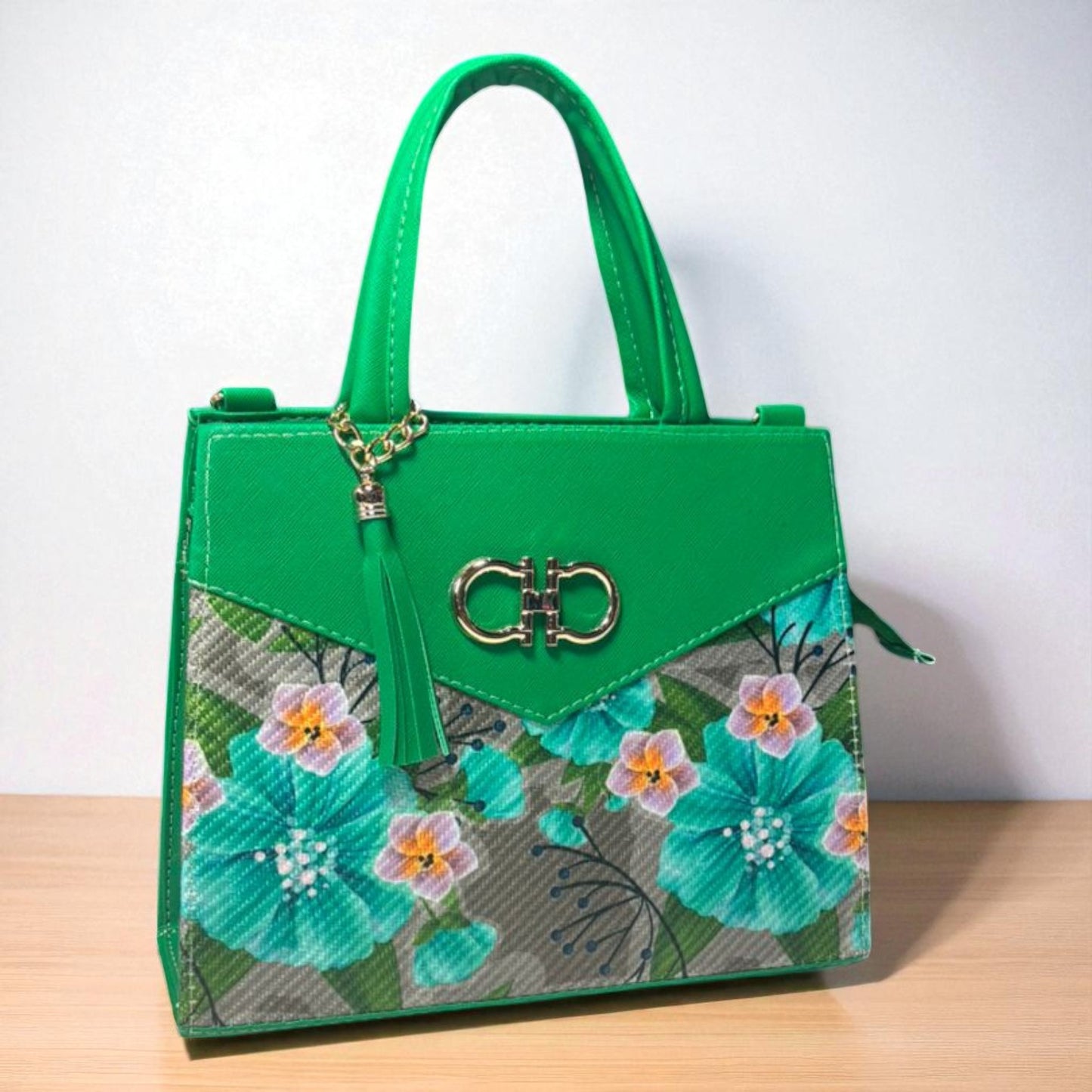 Bolsa AMERICA Mediana Azul con Diseño Floral Artesanal | Elegante y Colorida | Moda Dama Casual y Formal