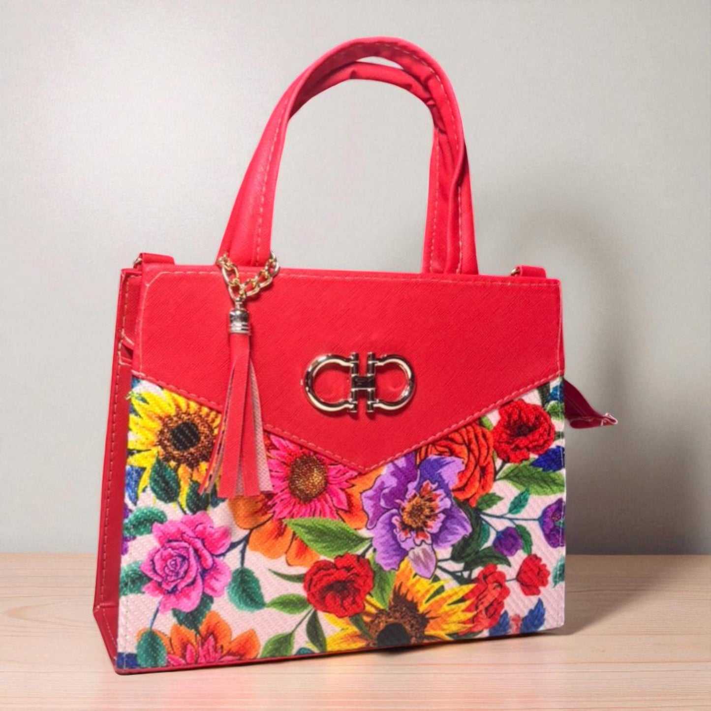 Bolsa AMERICA Mediana Azul con Diseño Floral Artesanal | Elegante y Colorida | Moda Dama Casual y Formal