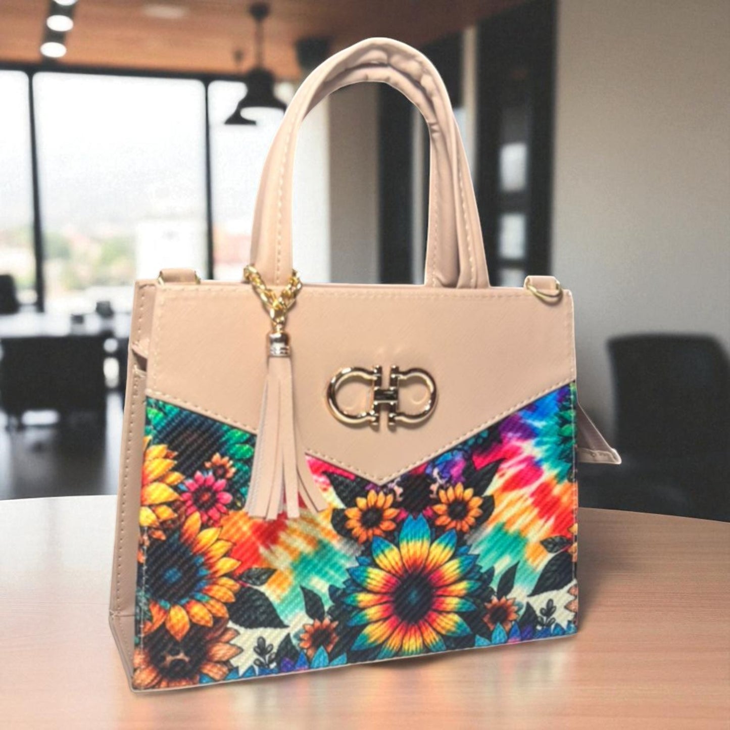 Bolsa AMERICA Mediana Azul con Diseño Floral Artesanal | Elegante y Colorida | Moda Dama Casual y Formal
