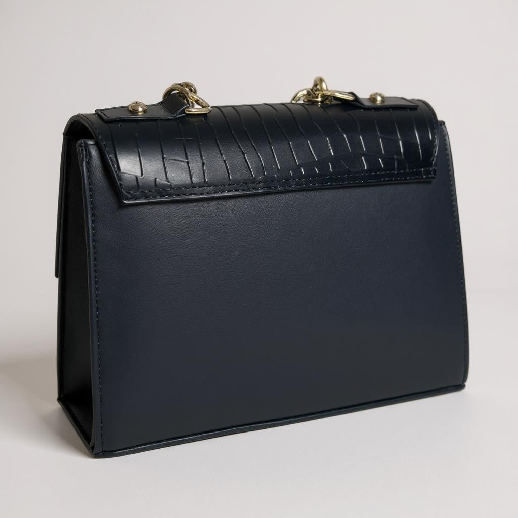 Bolsa de lujo ANA  mujer cuero vegano negro cadena dorada elegante París