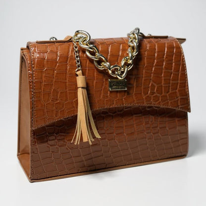 Bolsa de lujo ANA  mujer cuero vegano negro cadena dorada elegante París