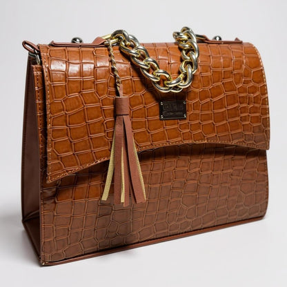 Bolsa de lujo ANA  mujer cuero vegano negro cadena dorada elegante París