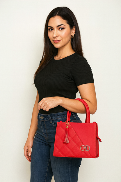 Bolsa ANAIS  Mediana Roja Elegante con Charm | Moda Dama Casual y Formal | Ideal Oficina y Eventos