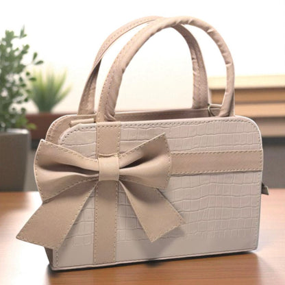 Bolsa ARLETH Mediana Beige con Moño Elegante | Estilo Fino y Moderno | Moda Dama Casual y Formal