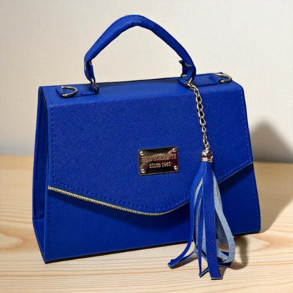 Bolsa ARLETTE Crossbody Azul Rey con Tassel Moderno – Mini Tote Elegante y Juvenil