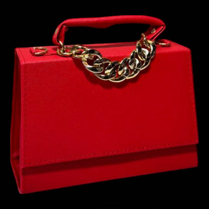 Bolsa ASIA Crossbody Fucsia con Cadena Dorada de Lujo – Mini Tote Elegante y Moderno