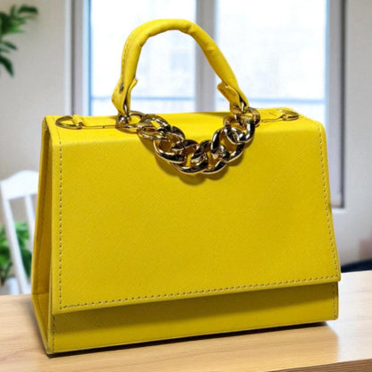 Bolsa ASIA Crossbody Fucsia con Cadena Dorada de Lujo – Mini Tote Elegante y Moderno