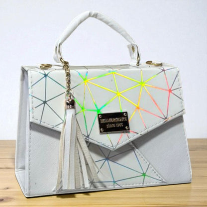 Bolsa AZENETH Crossbody Beige con Estilo Damero y Tassel Elegante – Mini Tote de Moda