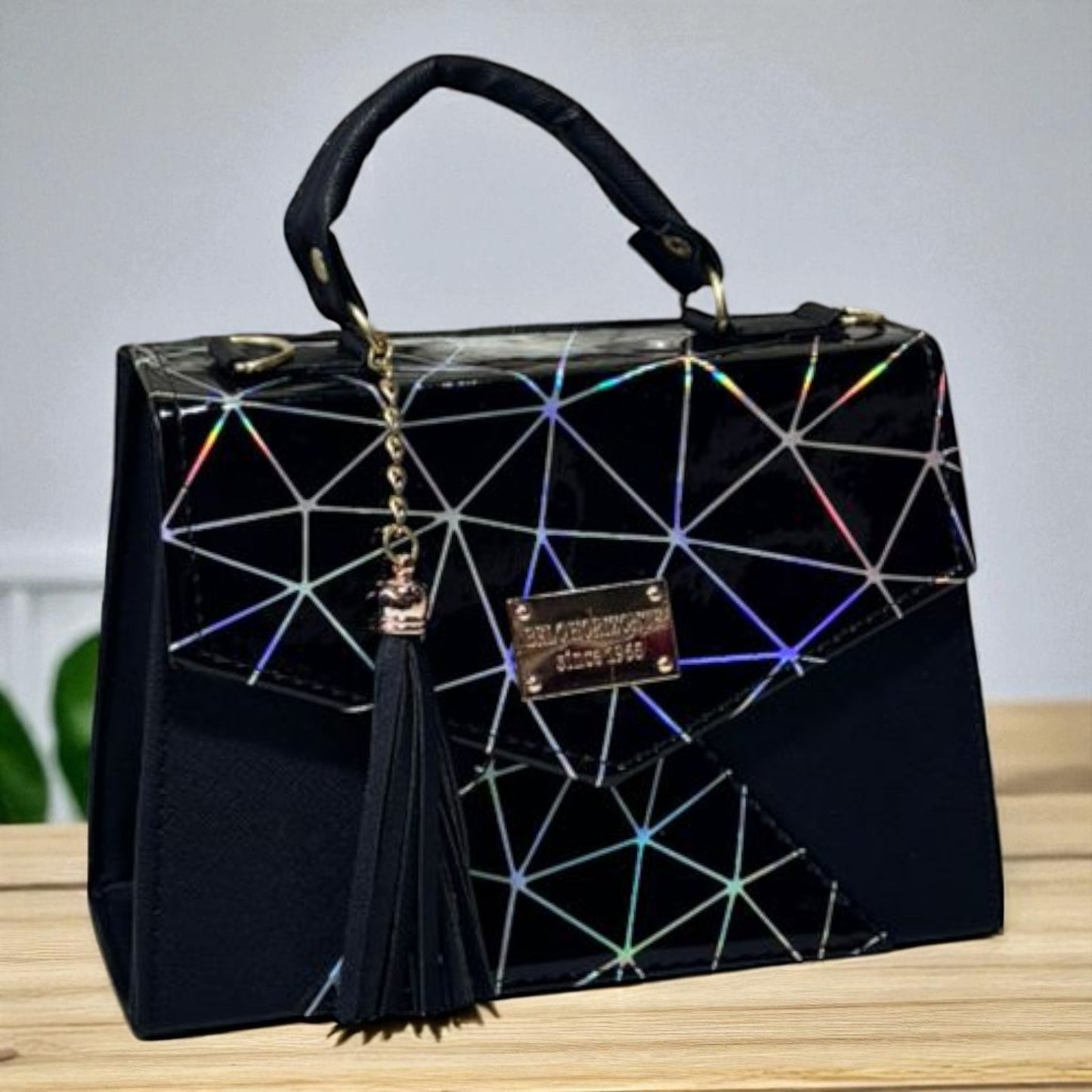 Bolsa AZENETH Crossbody Beige con Estilo Damero y Tassel Elegante – Mini Tote de Moda