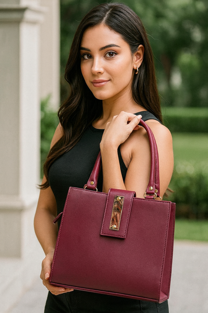Bolsa BERENICE Mediana Color Vino Elegante | Moda Dama Formal y Casual | Ideal Oficina y Eventos