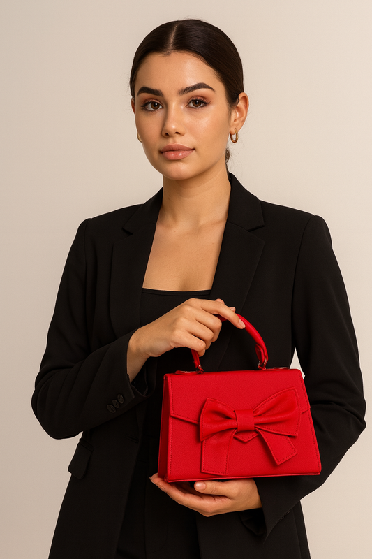 Bolsa BETSABE Crossbody Roja con Moño Grande – Mini Tote Elegante y Femenino