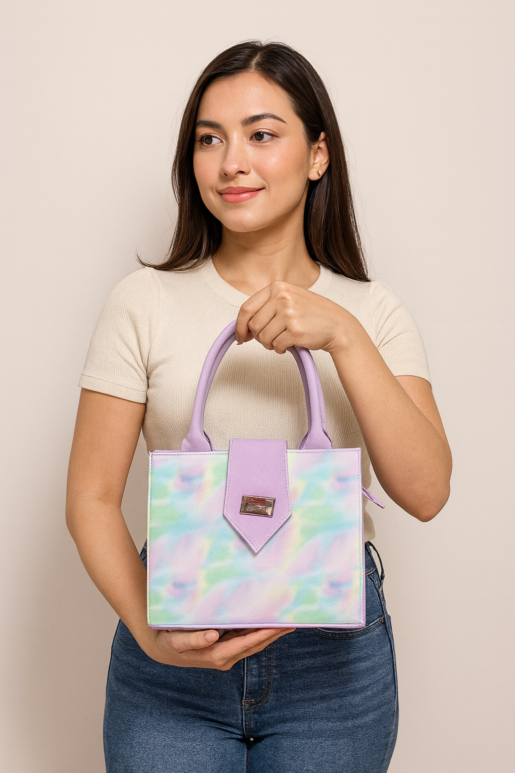 Bolsa CELESTE Mediana Pastel Tie Dye Acuarela | Moderna y Juvenil | Moda Dama Casual y Elegante