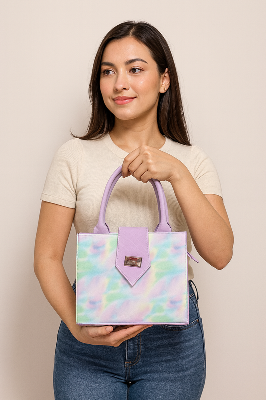 Bolsa CELESTE Mediana Pastel Tie Dye Acuarela | Moderna y Juvenil | Moda Dama Casual y Elegante